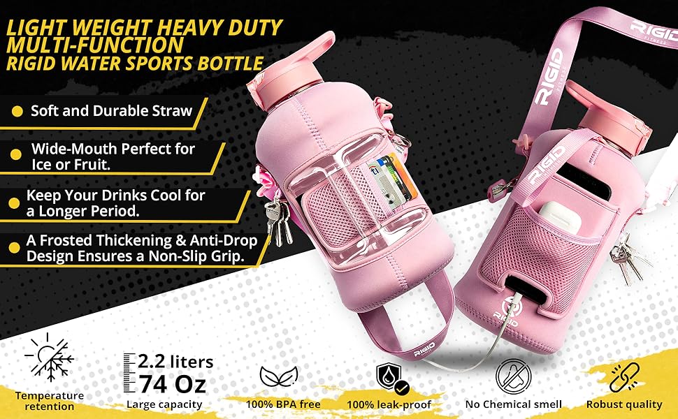 2.2L pink gym water bottle