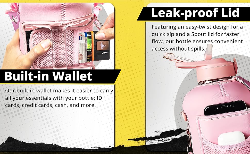 2.2L pink gym water bottle