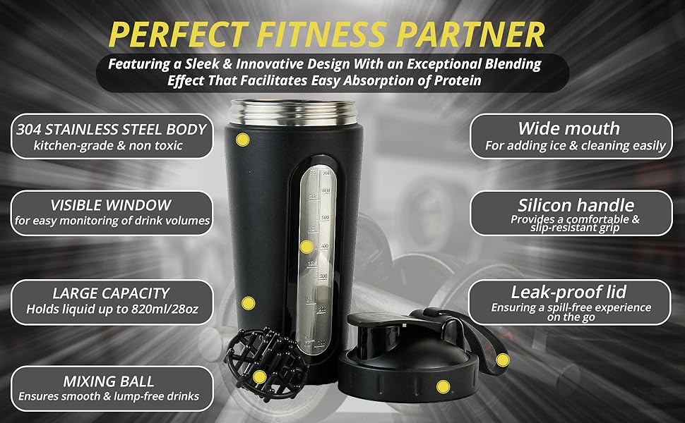 stainless steel protein shaker
