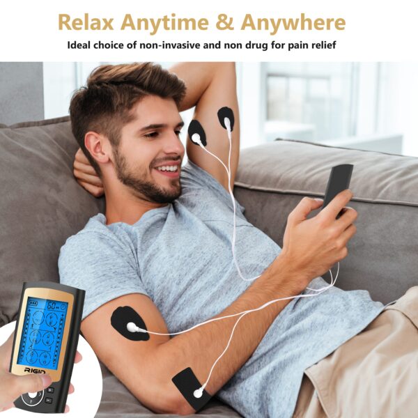 EMS TENS Muscle Stimulator with 24 Massage Modes & 10 Pads - RIGID FITNESS - Image 6