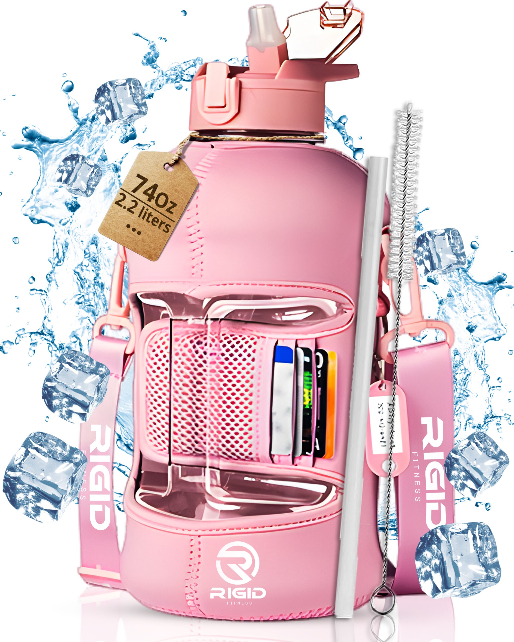 2.2L pink gym water bottle