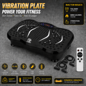 Vibration Plate Exercise Machine with Resistance Bands - Remote Control, 99 Vibration Level & Bluetooth Speaker