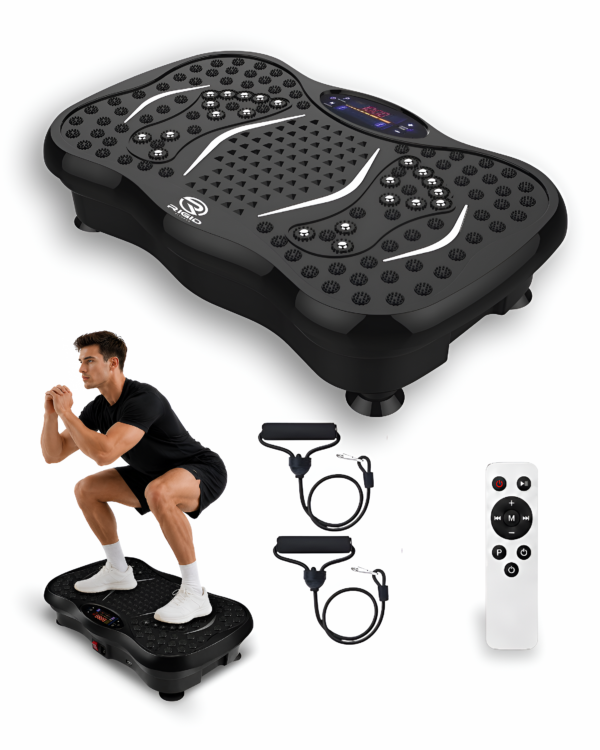 Vibration Plate Exercise Machine with Resistance Bands - Remote Control, 99 Vibration Level & Bluetooth Speaker