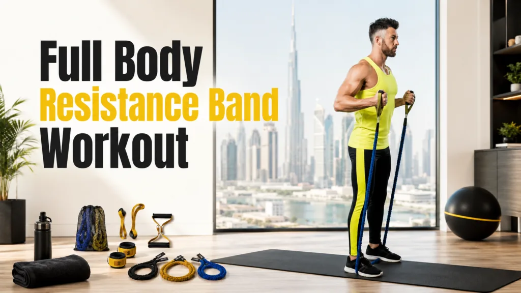 Full body resistance band workout at home with resistance bands and exercise mat