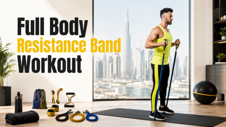 Full body resistance band workout at home with resistance bands and exercise mat