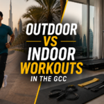 Outdoor vs indoor workouts in the GCC with outdoor running and indoor home gym equipment