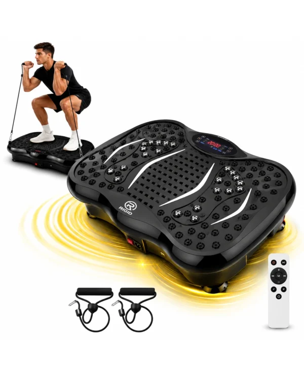 RIGID Fitness RF060 vibration plate exercise machine with resistance bands, remote control, 99 vibration levels and Bluetooth speaker