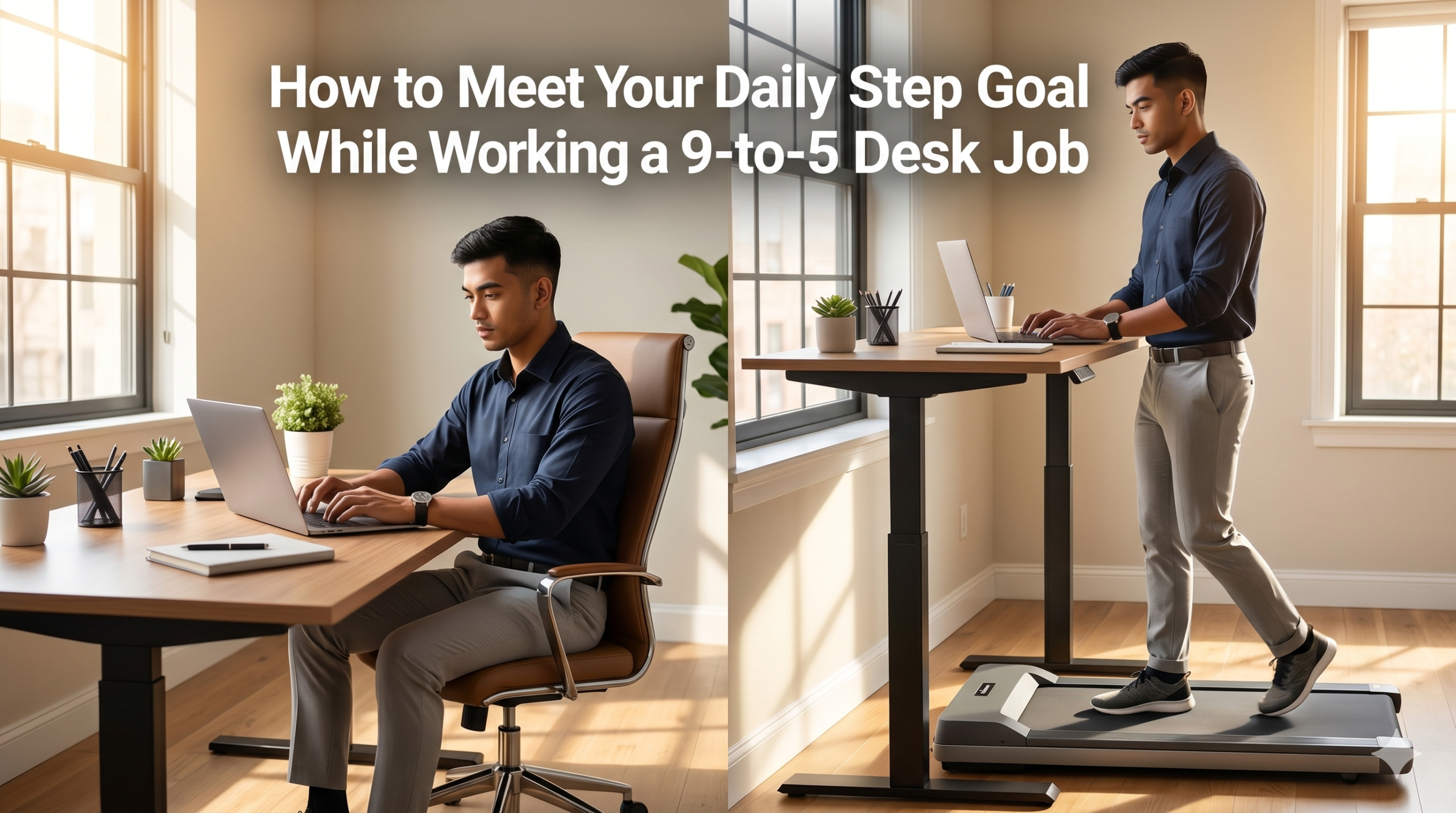 Person using an under-desk treadmill during a workday steps workout to meet their daily goal while working at a desk job.